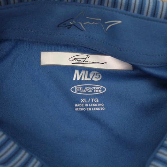 Greg Norman ML75 Polo Shirt NWT Mens XL Blue Striped Play Dry S/S Polyester - Picture 8 of 12
